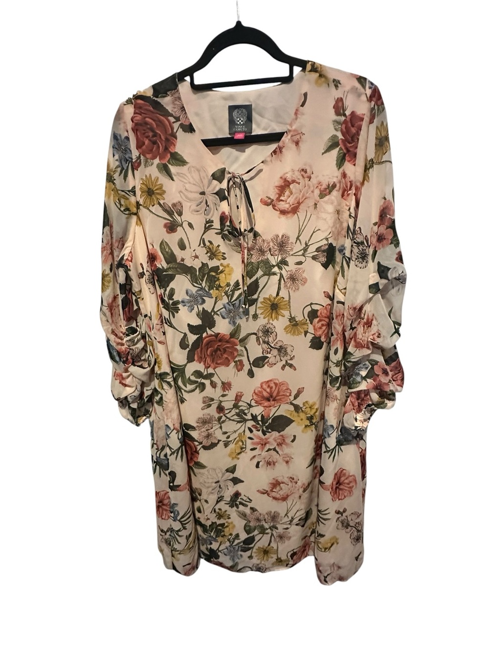 Vince Camuto Plus Size Cream Light Pink Romantic Garden Floral Shift Dress NWOT